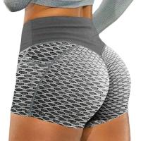 Pantalones cortos elásticos de yoga de color sólido para mujer, cintura alta, control abdominal, realce de cadera, verano - details 21