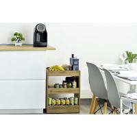 Servicio de cocina, almacenamiento, 2 estantes, 1 cesta de almacenamiento, con ruedas, cocina, sala de estar - Kitchen Wagon CW-005 - Marrón - details 14