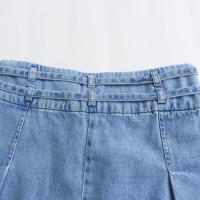 Mini s para Mujer Primavera 2025 Estilo Transfronterizo Moda Europea Americana con Cinturón Lavado Plisado Azul - details 4