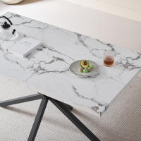 Mesa de comedor rectangular EGOONM, revestimiento superior de mármol de imitación, mesa de isla para comedor, restaurante, 4 ~ 6 asientos, 140x80cm - details 3