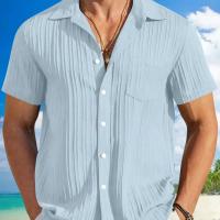 Camisas de manga corta de algodón para hombre, cuello vuelto de Color sólido, estilo informal de playa, talla grande, gran oferta, verano - details 4