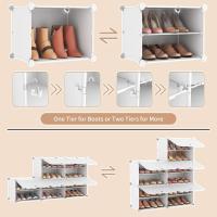 Zapatero de Plástico Portátil 8 Niveles, 32 Pares, Organizador para Armario, Entrada, Dormitorio, Pasillo Blanco, 2 x 8 - details 21
