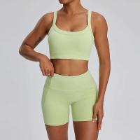 Conjunto deportivo USTADO de 2 UDS Yoga TRE para mujer, sujetador de entrenamiento transpirable Fiess, camiseta corta de manga larga para gimnasio, parte inferior ajustada para acampar - details 31