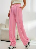 Pantalones deportivos de pierna ancha con cintura elástica para mujer, pantalones rectos grises para primavera y otoño, elásticos cómodos Vintage - details 7