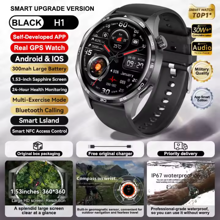 Nuevo 2025, reloj 5 Pro GPS Fiess seguimiento NFC 1,53 pulgadas suavizado HD Bluetooth impermeable ritmo cardíaco oxígeno en sangre salud brújula - 1