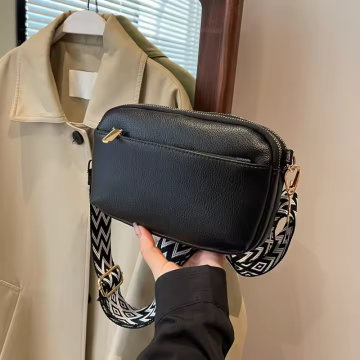 Bolso de mano de piel sintética para mujer, bolso de hombro tipo bandolera con cremallera y múltiples compartimentos para uso diario - 1