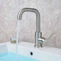 Grifo de lavabo de acero inoxidable 304, mezclador de lavado en frío y caliente, grúa con rotación de 360 ​​grados, grifos de fregadero, grifo de Palanca única para Baño - details 11