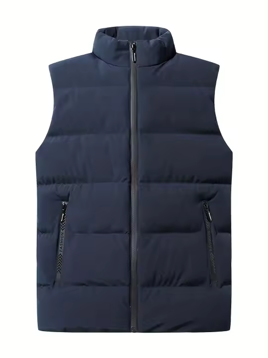 Hombre Chaleco Acolchado Chaleco acolchado de plumón para hombre, chaqueta acolchada sin mangas con bolsillos con cremallera, para invierno, viajes deportivos - 1