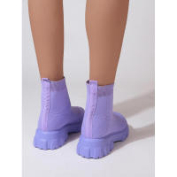 Zapatos de cuña informales ligeros hasta el tobillo para mujer de marca, botas de plataforma de media pantorrilla con calcetín de punto, invierno - details 16