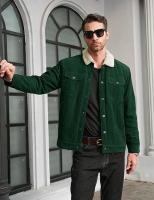 Chaqueta de pana forrada de Sherpa para hombre, chaquetas de camionero, cuello vuelto de algodón, abrigo informal cálido, invierno - details 12