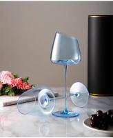 Juego de vasos rosas franceses, copa de cristal con boca incisa, fondo cóncavo, copa de vino y champán, color azul - details 15