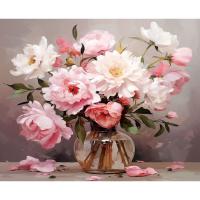 RUOPOTY-pintura por números para adultos, dibujo de flor rosa sobre números, acrílico, imagen por números - details 0