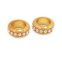 Color dorado mate, latón y perlas de imitación de plástico, espaciador de rueda, cuentas para pulsera, accesorios para hacer joyas Diy - details 13