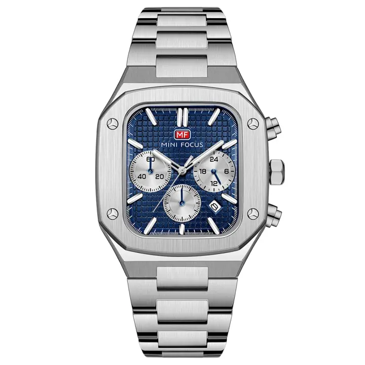 Reloj de Cuarzo de Dial Cuadrado para Hombres Resistente al Agua Multifuncional con Correa de Acero Inoxidable Regalo Audaz para Novio - 1
