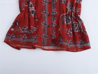 Blusa de Mujer OUWU 2025 Cuello Redondo, Manga Abombada, Estampado Floral, Botones - details 6