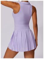 ALO yoga traje de tenis mujer nuevo v-line solapa chaleco sin mangas deporte fitness falda corta bádminton ropa - details 2