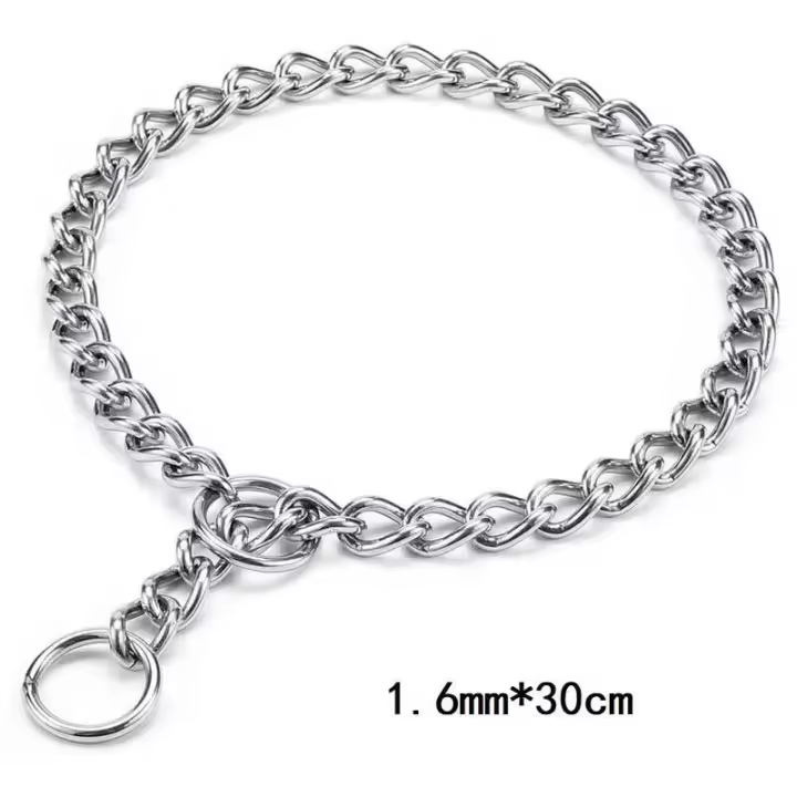 acero inoxidable, eslabón cubano plateado, cadena deslizante perro, Collar estrangulación, collares de perro antideslizantes - 1