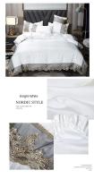Conjunto de cuatro piezas de encaje lateral grande, falda de cama de seda de hielo lavada, colcha blanca, estilo princesa - details 14