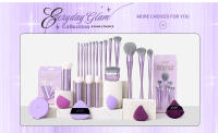 Jessup - Juego de 14 brochas de maquillaje veganas profesionales para base, sombras de ojos y polvos de contorno, morado de lujo T512 - details 5