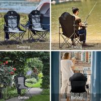 Silla de Camping Alta de 150kg Plegable, Resistente, Silla de Jardín con Bolsillo y Vasos - details 25
