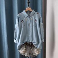 Blusas Bordadas de Flor Moda Coreana para Mujeres Primavera Camisa de Jeans de Diseñador - details 25