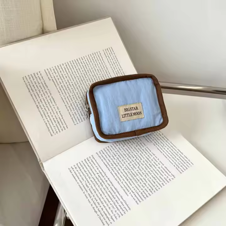 Bolsa de cosméticos portátil de Color contrastante, billetera con cremallera, monedero de Color sólido, bolsa de almacenamiento de pañuelos sanitarios suave y ligera - 1