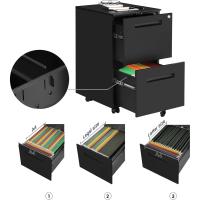 Gabinete de Archivos Móvil, con 2 Cajones, Cierre, para Documentos de Oficina, Carpetas Suspendidas, Premontado, 39 x 50 x 69,5 cm (Largo x Ancho x Alto), Negro Mate OFC52BK - details 5