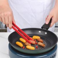 Pinzas antideslizantes para pan, pinzas para servir, barbacoa, ensalada, mango largo, pinza para carne, utensilios de cocina para el hogar, Rojo - details 2
