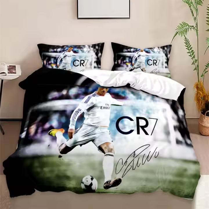 Funda nórdica futbolista, juego de cama de microfibra, individual y doble, adecuado para niños y adolescentes, C-R-7 - 1