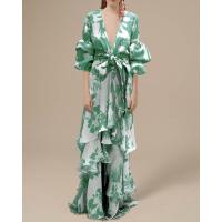 Vestido de gasa verde oscuro para mujer - Vacaciones bohemias - details 2