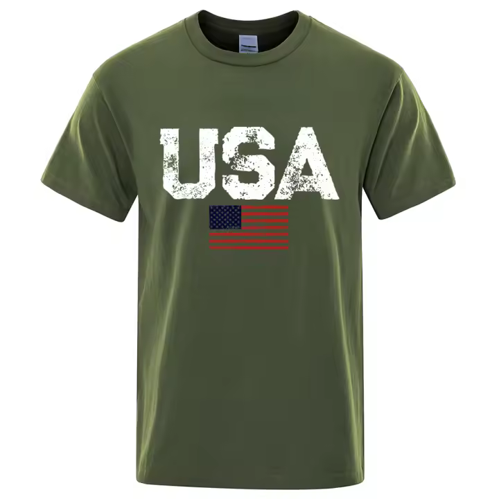 Camiseta Casual de Verano para Hombres Estampado Gráfico de Bandera de EE.UU - 1