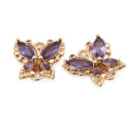4 Uds. De circonita de latón de Color dorado de 18K, 2 agujeros, dijes de conexión de mariposa, colgantes, collar, pendientes, accesorios de joyería de alta calidad - details 0
