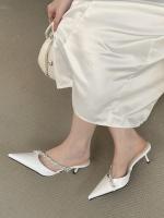 Sandalias de Cadena de Diamantes de Imitación Altas Puntiagudas Estilo Tacón Niche para Mujeres - details 24