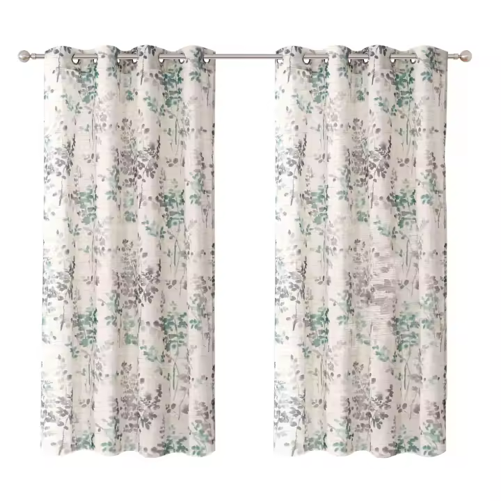 Cortinas de dormitorio, salón de Lino, Visillo Translúcido con Ojales, 2 Piezas - 1