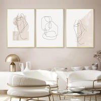 Póster de Pared Abstracto de Color de Línea Arte Moderno en Lienzo para Decoración de Sala de Estar Hogar Lienzo Cuadriculado Estilo Minimalista - details 1