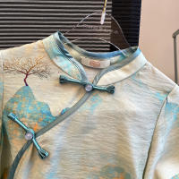 Traje Hanfu de verano para niñas con lluvia brumosa en Jiangnan, nuevo conjunto de dos piezas cheongsam chino para padres e hijos, estilo China-Chic - details 1