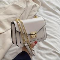 Bolso de hombro con solapa de diseño simple, bolso tipo cartera versátil de piel sintética, bolso cruzado con cadena de metal - details 2