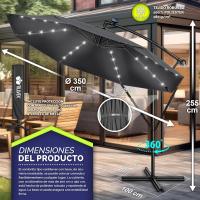 Parasol Excentrico de Sombrilla con 32 Luces LED Solar Giratorio 360º, Protección UV - details 40
