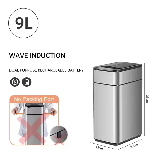 Cubo de Basura de Acero Inoxidable Inteligente Alto Capacidad 15L-60L Ideal para Cocina - 1