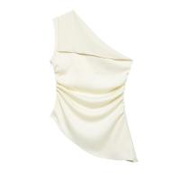 OUWU- Blusa Drapeada Asimétrica Para Mujer, Un Hombro, Cremallera Lateral, Top Elegante De Moda, Camisa Femenina - details 1