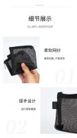 Gris negro maquillaje malla grande transparente bolsas para brochas cosméticas estudiantes Color sólido cremallera estuche de lápices de nailon - details 5