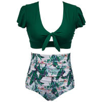Bikini triangular de cintura alta fat mm plus fat plus size bañador mujer dividido - details 4