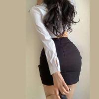 Camisa blanca para mujer con cuello en V profundo, mangas largas finas y camisas de temperamento de alta gama - details 5