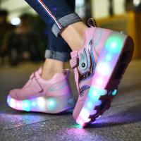 Dos luces LED con carga USB para patines infantiles, zapatos con ruedas flash para niñas y niños con dos ruedas - details 1