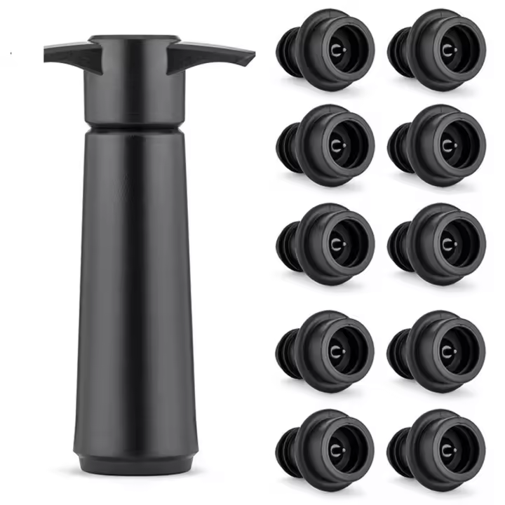 Bomba de plástico para ahorro de vino, sellador de botellas duradero con 10 tapones de vacío, reutilizable, para todas las botellas de vino estándar - 1
