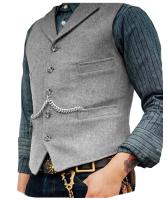 Chaleco de negocios, chaqueta informal ajustada, chalecos para hombre de groso, traje de boda para hombre, chaleco marrón de lana de boda Tweed - details 13
