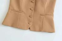 Cuello halter y botones delanteros para mujer, chaleco sin mangas con espalda descubierta, abrigo de mujer, tops elegantes, moda - details 5