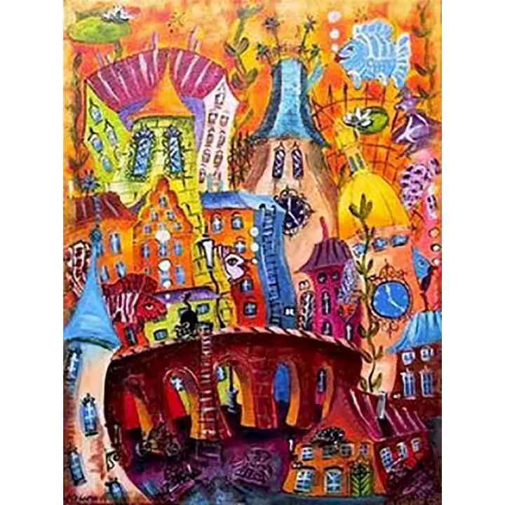 RUOPOTY-pintura abstracta por números, pintura a mano con números, arquitectura, decoración del hogar, obra de arte - 1