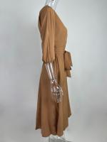 2025 primavera ropa de mujer europea y americana correa cintura temperamento vestido de hombro inclinado - details 15