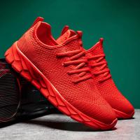 Zapatillas para correr al aire libre tejidas voladoras para hombre, calzado deportivo informal, cómodo, ligero y transpirable - details 3